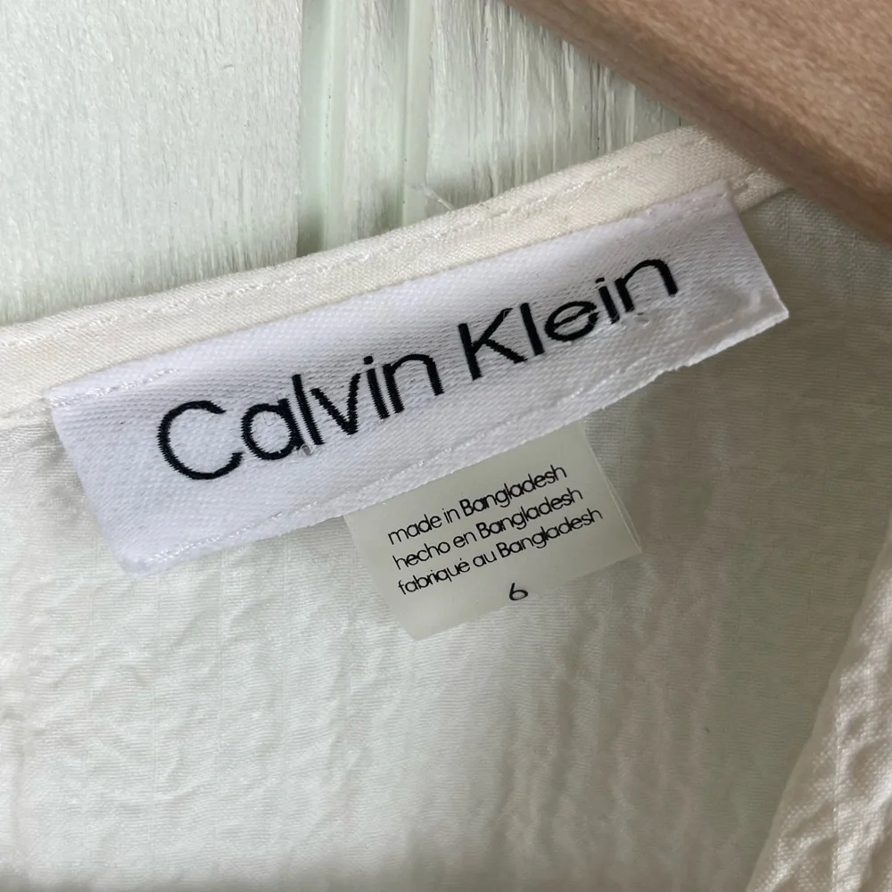 NEW Calvin Klein Gauze Mock-Wrap Jumpsuit White Size 6 Wide Leg Sleeveless Boho